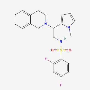 molecular formula C22H23F2N3O2S B3020868 N-(2-(3,4-dihydroisoquinolin-2(1H)-yl)-2-(1-methyl-1H-pyrrol-2-yl)ethyl)-2,4-difluorobenzenesulfonamide CAS No. 1049469-63-7