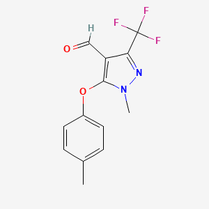 molecular formula C13H11F3N2O2 B3020893 1-Methyl-5-(4-methylphenoxy)-3-(trifluoromethyl)-1H-pyrazole-4-carbaldehyde CAS No. 449778-73-8
