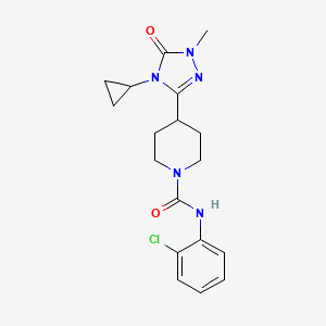 molecular formula C18H22ClN5O2 B3020897 N-(2-chlorophenyl)-4-(4-cyclopropyl-1-methyl-5-oxo-4,5-dihydro-1H-1,2,4-triazol-3-yl)piperidine-1-carboxamide CAS No. 1797260-73-1