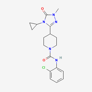 molecular formula C18H22ClN5O2 B3020897 N-(2-Chlorophenyl)-4-(4-cyclopropyl-1-methyl-5-oxo-1,2,4-triazol-3-yl)piperidine-1-carboxamide CAS No. 1797260-73-1