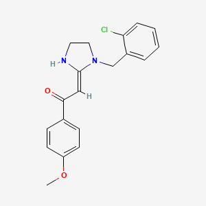 molecular formula C19H19ClN2O2 B3020902 (2E)-2-[1-(2-chlorobenzyl)imidazolidin-2-ylidene]-1-(4-methoxyphenyl)ethanone CAS No. 1993479-01-8