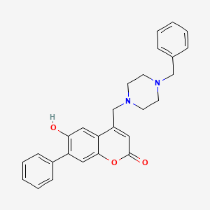 molecular formula C27H26N2O3 B3020907 4-((4-benzylpiperazin-1-yl)methyl)-6-hydroxy-7-phenyl-2H-chromen-2-one CAS No. 877794-36-0