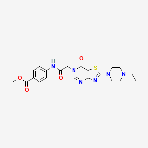 molecular formula C21H24N6O4S B3020927 methyl 4-({[2-(4-ethylpiperazin-1-yl)-7-oxo[1,3]thiazolo[4,5-d]pyrimidin-6(7H)-yl]acetyl}amino)benzoate CAS No. 951575-18-1