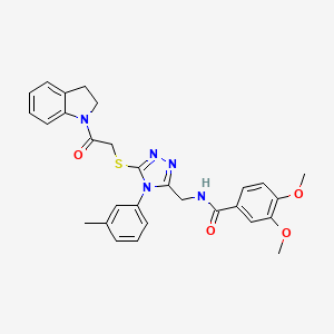 molecular formula C29H29N5O4S B3020950 N-[(5-{[2-(2,3-dihydro-1H-indol-1-yl)-2-oxoethyl]sulfanyl}-4-(3-methylphenyl)-4H-1,2,4-triazol-3-yl)methyl]-3,4-dimethoxybenzamide CAS No. 309969-12-8