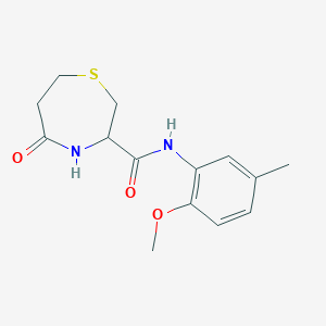 molecular formula C14H18N2O3S B3020952 N-(2-methoxy-5-methylphenyl)-5-oxo-1,4-thiazepane-3-carboxamide CAS No. 1396631-73-4