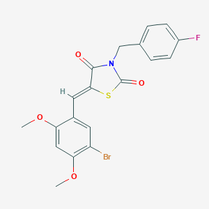 molecular formula C19H15BrFNO4S B302106 5-(5-Bromo-2,4-dimethoxybenzylidene)-3-(4-fluorobenzyl)-1,3-thiazolidine-2,4-dione 
