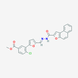 molecular formula C26H17ClN2O5 B302129 methyl 4-chloro-3-(5-{(E)-[2-(naphtho[2,1-b]furan-2-ylcarbonyl)hydrazinylidene]methyl}furan-2-yl)benzoate 