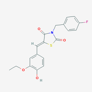 molecular formula C19H16FNO4S B302142 (5Z)-5-[(3-ethoxy-4-hydroxyphenyl)methylidene]-3-[(4-fluorophenyl)methyl]-1,3-thiazolidine-2,4-dione 
