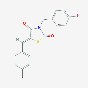 molecular formula C18H14FNO2S B302144 (5Z)-3-[(4-fluorophenyl)methyl]-5-[(4-methylphenyl)methylidene]-1,3-thiazolidine-2,4-dione 