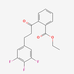 molecular formula C18H15F3O3 B3021856 2'-carboethoxy-3-(3,4,5-trifluorophenyl)propiophenone CAS No. 898777-76-9