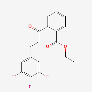 molecular formula C18H15F3O3 B3021856 Ethyl 2-[3-(3,4,5-trifluorophenyl)propanoyl]benzoate CAS No. 898777-76-9