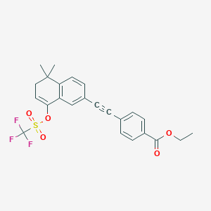 molecular formula C24H21F3O5S B030219 4-[2-[5,6-Dihydro-5,5-dimethyl-8-[[(trifluoromethyl)sulfonyl]oxy]-2-naphthalenyl]ethynyl]benzoic acid ethyl ester CAS No. 171568-44-8
