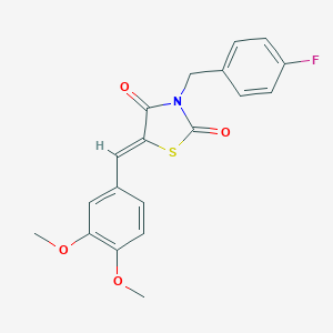 molecular formula C19H16FNO4S B302190 (5Z)-5-[(3,4-dimethoxyphenyl)methylidene]-3-[(4-fluorophenyl)methyl]-1,3-thiazolidine-2,4-dione 