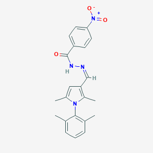 molecular formula C22H22N4O3 B302211 N'~1~-{(Z)-1-[1-(2,6-DIMETHYLPHENYL)-2,5-DIMETHYL-1H-PYRROL-3-YL]METHYLIDENE}-4-NITROBENZOHYDRAZIDE 