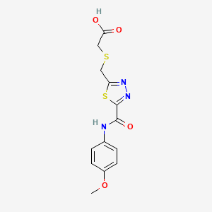 {[(5-{[(4-Methoxyphenyl)amino]carbonyl}-1,3,4-thiadiazol-2-yl)methyl]thio}acetic acid