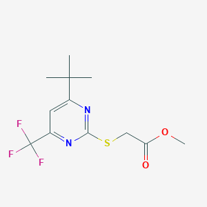 molecular formula C12H15F3N2O2S B3022229 Methyl {[4-tert-butyl-6-(trifluoromethyl)-pyrimidin-2-yl]thio}acetate CAS No. 505054-59-1