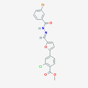 molecular formula C20H14BrClN2O4 B302225 methyl 4-{5-[2-(3-bromobenzoyl)carbohydrazonoyl]-2-furyl}-2-chlorobenzoate 