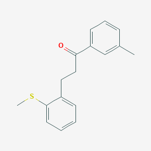 B3022295 3'-Methyl-3-(2-thiomethylphenyl)propiophenone CAS No. 898754-21-7