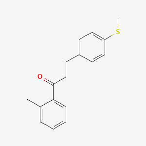 molecular formula C17H18OS B3022300 2'-Methyl-2-(4-thiomethylphenyl)propiophenone CAS No. 898780-75-1