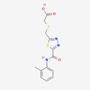 molecular formula C13H13N3O3S2 B3022453 {[(5-{[(2-Methylphenyl)amino]carbonyl}-1,3,4-thiadiazol-2-yl)methyl]thio}acetic acid CAS No. 1142209-76-4