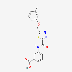 molecular formula C18H15N3O4S B3022455 3-[({5-[(3-Methylphenoxy)methyl]-1,3,4-thiadiazol-2-yl}carbonyl)amino]benzoic acid CAS No. 1142202-75-2