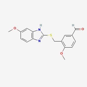 molecular formula C17H16N2O3S B3022523 4-Methoxy-3-{[(5-methoxy-1H-benzimidazol-2-yl)-thio]methyl}benzaldehyde CAS No. 1119450-10-0