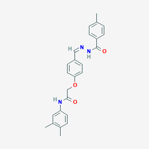 molecular formula C25H25N3O3 B302273 N-[(Z)-[4-[2-(3,4-dimethylanilino)-2-oxoethoxy]phenyl]methylideneamino]-4-methylbenzamide 