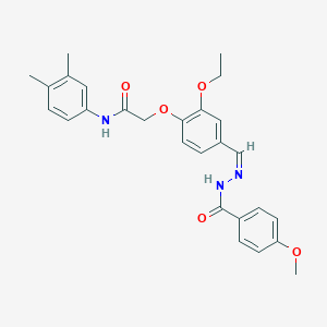 molecular formula C27H29N3O5 B302277 N~1~-(3,4-DIMETHYLPHENYL)-2-(2-ETHOXY-4-{[(Z)-2-(4-METHOXYBENZOYL)HYDRAZONO]METHYL}PHENOXY)ACETAMIDE 