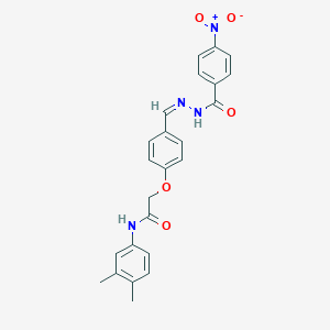molecular formula C24H22N4O5 B302279 N-(3,4-dimethylphenyl)-2-[4-(2-{4-nitrobenzoyl}carbohydrazonoyl)phenoxy]acetamide 