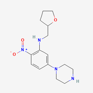 2-nitro-N-(oxolan-2-ylmethyl)-5-piperazin-1-ylaniline