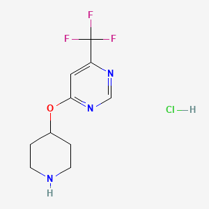molecular formula C10H13ClF3N3O B3023519 4-(Piperidin-4-yloxy)-6-(trifluoromethyl)pyrimidine hydrochloride CAS No. 1389313-34-1