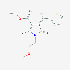 molecular formula C16H19NO4S B302362 ETHYL (4Z)-1-(2-METHOXYETHYL)-2-METHYL-5-OXO-4-[(THIOPHEN-2-YL)METHYLIDENE]-4,5-DIHYDRO-1H-PYRROLE-3-CARBOXYLATE 