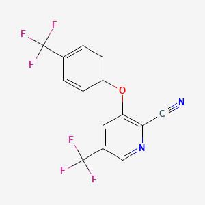molecular formula C14H6F6N2O B3023662 5-(Trifluoromethyl)-3-[4-(trifluoromethyl)phenoxy]pyridine-2-carbonitrile CAS No. 338759-13-0