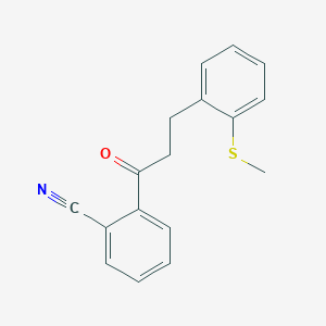 B3023769 2'-Cyano-3-(2-thiomethylphenyl)propiophenone CAS No. 898754-31-9
