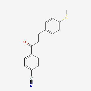molecular formula C17H15NOS B3023780 4'-Cyano-3-(4-thiomethylphenyl)propiophenone CAS No. 898780-91-1