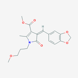 molecular formula C19H21NO6 B302379 METHYL (4Z)-4-[(2H-1,3-BENZODIOXOL-5-YL)METHYLIDENE]-1-(3-METHOXYPROPYL)-2-METHYL-5-OXO-4,5-DIHYDRO-1H-PYRROLE-3-CARBOXYLATE 