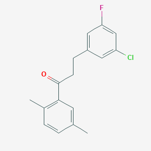 molecular formula C17H16ClFO B3023896 3-(3-Chloro-5-fluorophenyl)-2',5'-dimethylpropiophenone CAS No. 898750-70-4
