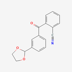 molecular formula C17H13NO3 B3023897 2-Cyano-3'-(1,3-dioxolan-2-YL)benzophenone CAS No. 898778-93-3