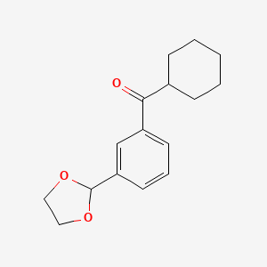molecular formula C16H20O3 B3023903 Cyclohexyl 3-(1,3-dioxolan-2-YL)phenyl ketone CAS No. 898759-78-9
