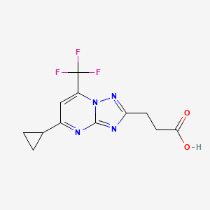 molecular formula C12H11F3N4O2 B3024042 3-(5-Cyclopropyl-7-(trifluoromethyl)-[1,2,4]triazolo[1,5-a]pyrimidin-2-yl)propanoic acid CAS No. 1018150-48-5
