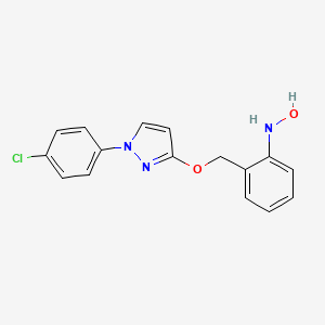 molecular formula C16H14ClN3O2 B3024893 N-(2-(((1-(4-Chlorophenyl)-1H-pyrazol-3-yl)oxy)methyl)phenyl)hydroxylamine CAS No. 220898-42-0