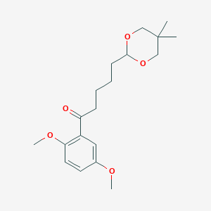 molecular formula C19H28O5 B3025023 2',5'-Dimethoxy-5-(5,5-dimethyl-1,3-dioxan-2-YL)valerophenone CAS No. 898756-13-3