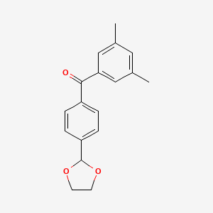 molecular formula C18H18O3 B3025149 3,5-Dimethyl-4'-(1,3-dioxolan-2-YL)benzophenone CAS No. 898760-31-1