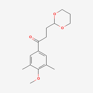 molecular formula C16H22O4 B3025166 3',5'-Dimethyl-4'-methoxy-3-(1,3-dioxan-2-YL)propiophenone CAS No. 898786-73-7