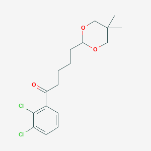 molecular formula C17H22Cl2O3 B3025179 2',3'-Dichloro-5-(5,5-dimethyl-1,3-dioxan-2-YL)valerophenone CAS No. 898756-85-9