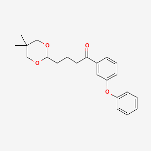 molecular formula C22H26O4 B3025187 4-(5,5-Dimethyl-1,3-dioxan-2-YL)-3'-phenoxybutyrophenone CAS No. 898782-91-7