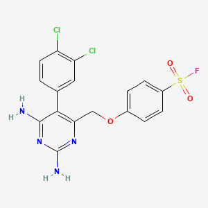 molecular formula C17H13Cl2FN4O3S B3025328 Benzenesulfonylfluoride, 4-[[2,6-diamino-5-(3,4-dichlorophenyl)-4-pyrimidinyl]methoxy]- CAS No. 24346-16-5