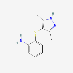 molecular formula C11H13N3S B3025504 2-[(3,5-dimethyl-1H-pyrazol-4-yl)sulfanyl]aniline CAS No. 150536-99-5