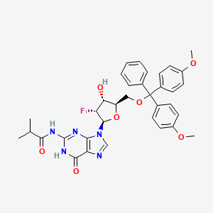 N-(9-((2R,3R,4R,5R)-5-((Bis(4-methoxyphenyl)(phenyl)methoxy)methyl)-3-fluoro-4-hydroxytetrahydrofuran-2-yl)-6-oxo-6,9-dihydro-1H-purin-2-yl)isobutyramide