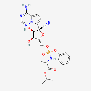 molecular formula C24H29N6O8P B3025795 N-[(S)-hydroxyphenoxyphosphinyl]-L-alanine,1-methylethyl ester, 6-ester with 2-C-(4-aminopyrrolo[2,1-f][1,2,4]triazin-7-yl)-2,5-anhydro-D-altrononitrile CAS No. 1911578-83-0